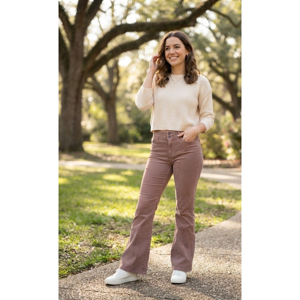 RE generation Celebrity Pink Brown Corduroy Flare Pants High Rise Size 9/29